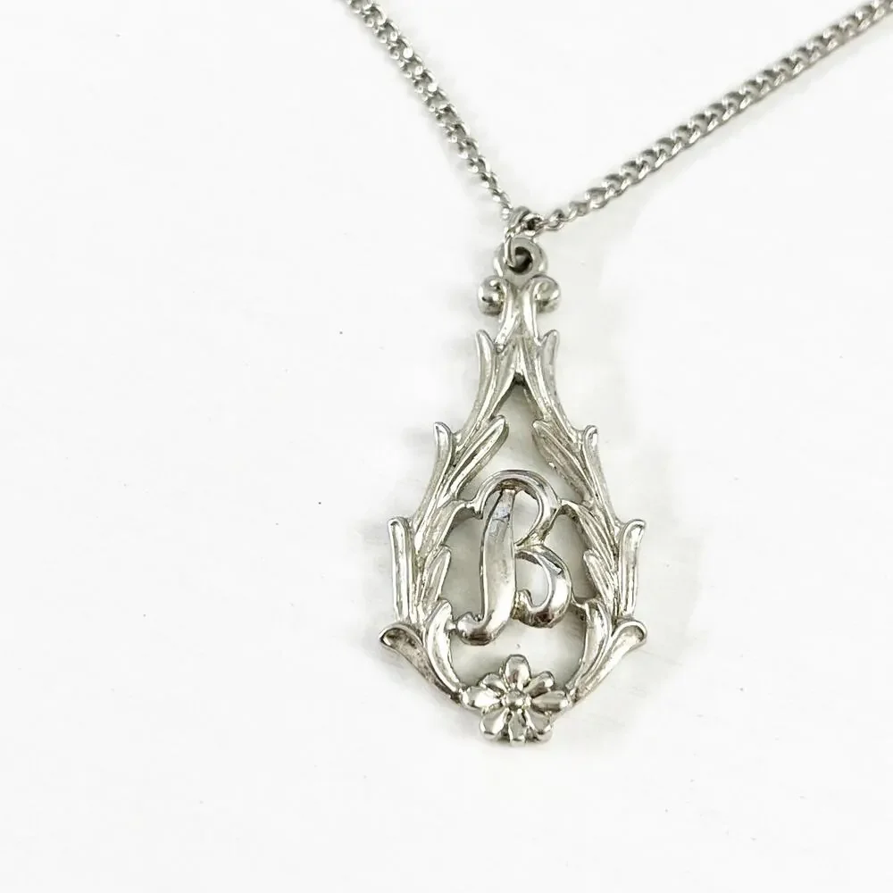 Sarah Coventry Personally Yours B Initial Pendant Necklace 1975